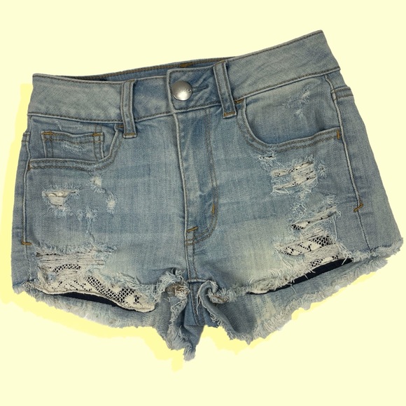 EUC American Eagle High Rise Shorts Distressed 00 - Picture 1 of 12